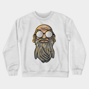 old man, beard shaped like a hand - cute illustration Crewneck Sweatshirt